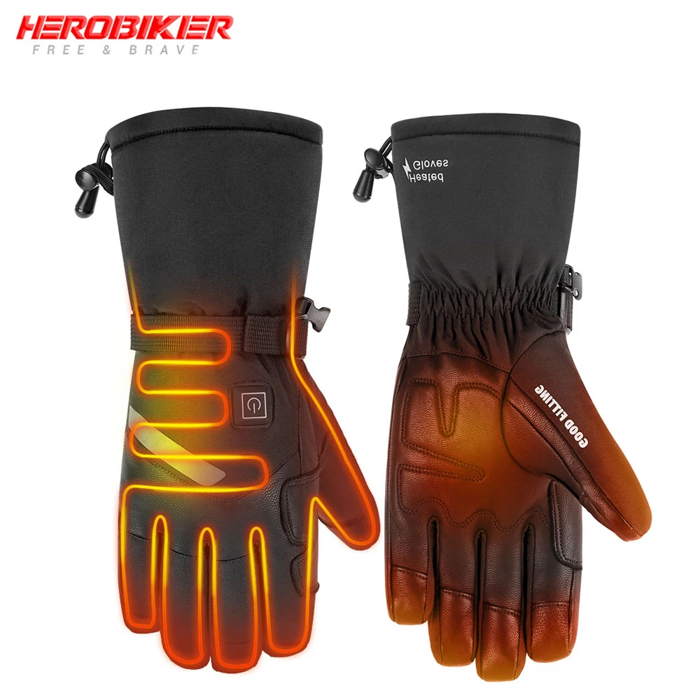 

HEROBIKER Motorcycle Gloves Waterproof Heated Guantes Moto Touch Screen Battery Powered Motorbike Racing Heated Gloves Winter