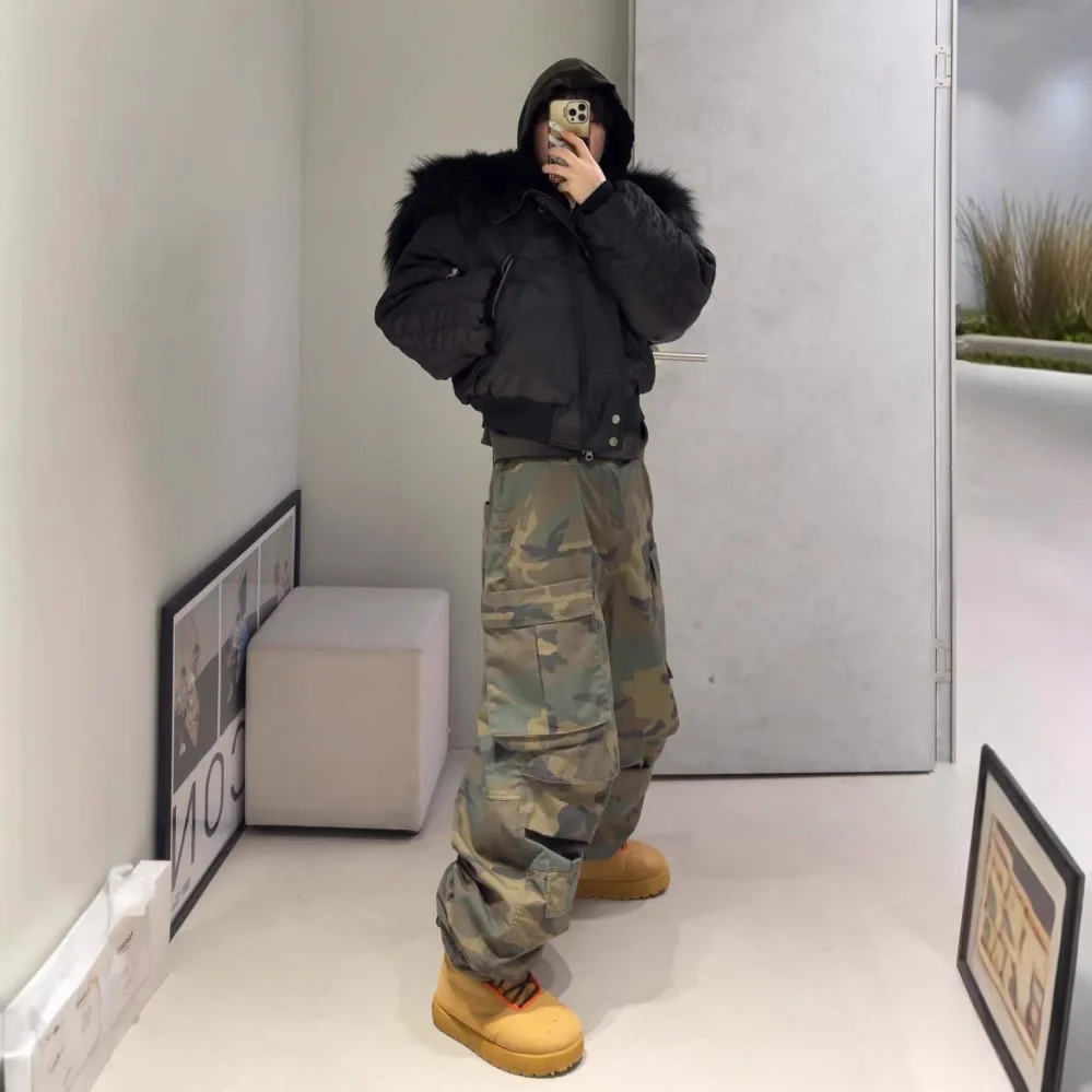 Grailz Project G/R Premium 2026 جيب كبير الحجم متجعد صبغ متعثر عتيق مموه ملابس عمل وظيفية للرجال