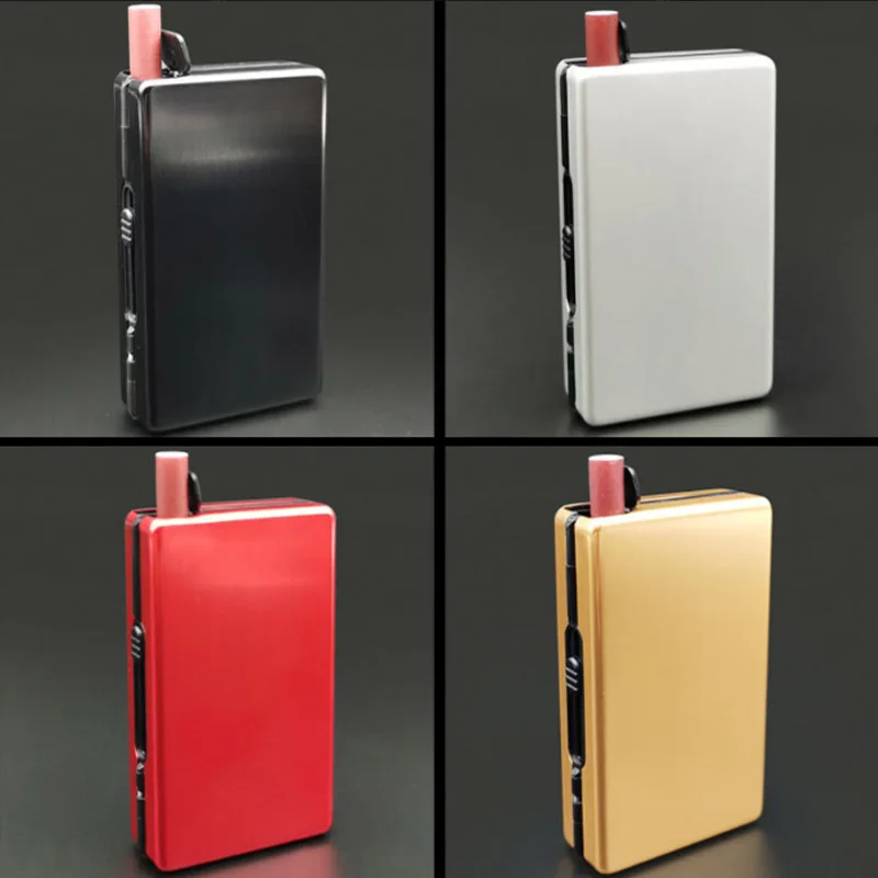 Unique 10 Sticks Aluminum Alloy Automatic Cigarette Case Portable Pocket Cigaret Pack 10 Cigarette Boxes Women Smoker Gift