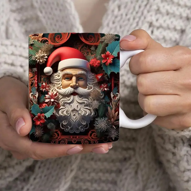 3D Santa Claus Painting Christmas Coffee Mug 350ml Ceramic Table Decorations Party Favors Ceramic Mugs For Tea Coffee Water