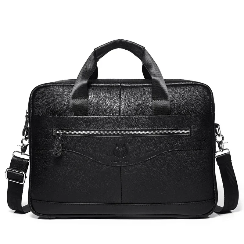 Maletín de cuero genuino para hombre, bolso de oficina portátil para ordenador portátil, bolsas de mensajero de negocios de alta calidad para viajar