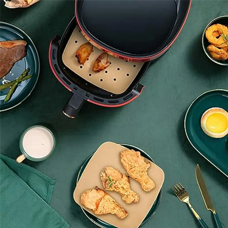 A59E-200 ورقة من ورق المقلاة الهوائية المتاح ورق الخبز بطانة ورقة امتصاص النفط ورقة المنزلية وسادة ورقة الخبز 22X22cm Du