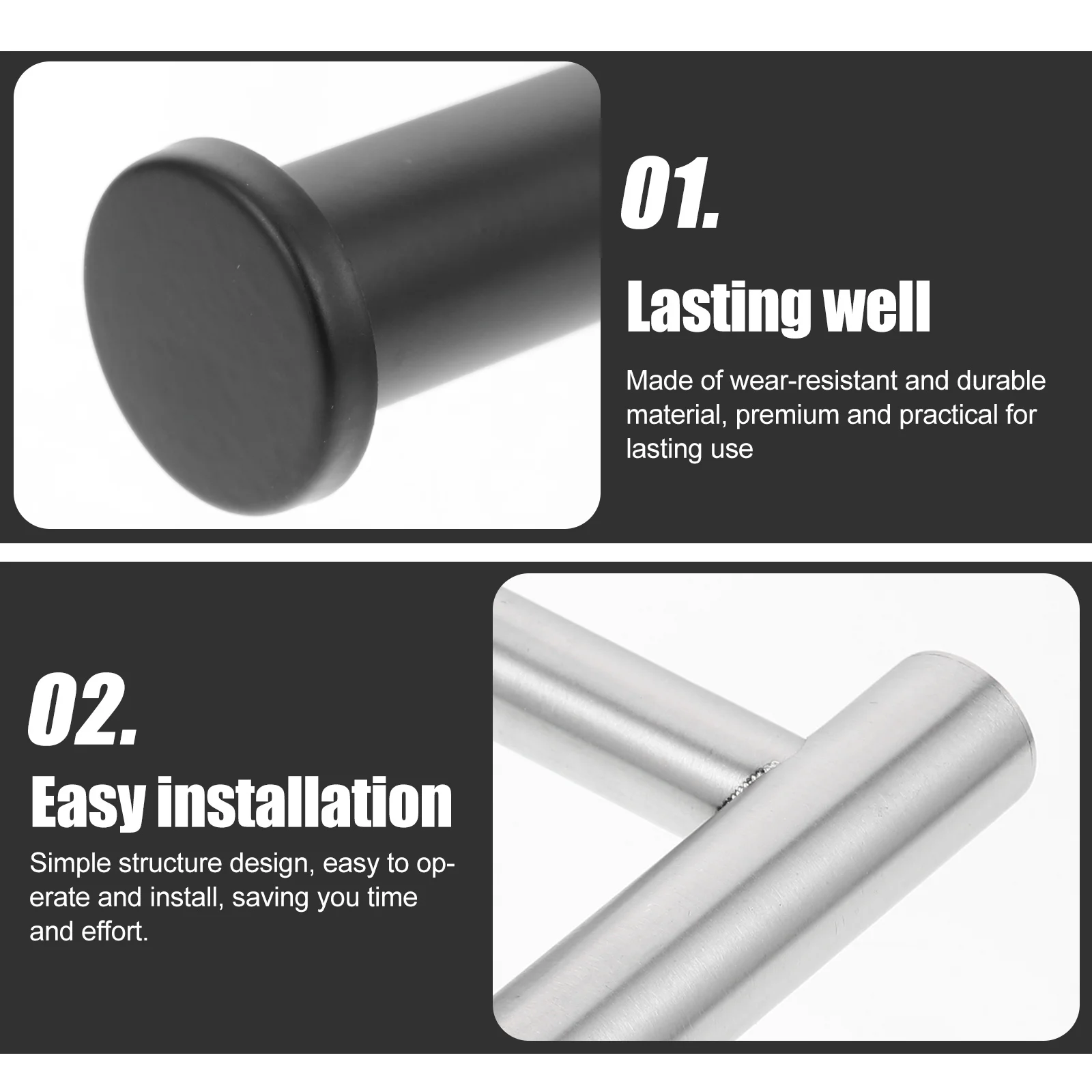 

2pcs Stainless Steel Hook Towel Hanging Rack Wall-Mounted Bathroom Kitchen Compact Durable Towel Holder Tissue Shelf Roll Paper