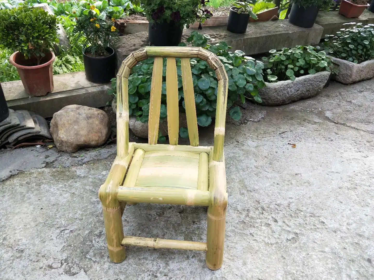 Bamboo chair home woven adult small stool balcony yard bamboo made leisure bench single bamboo chair