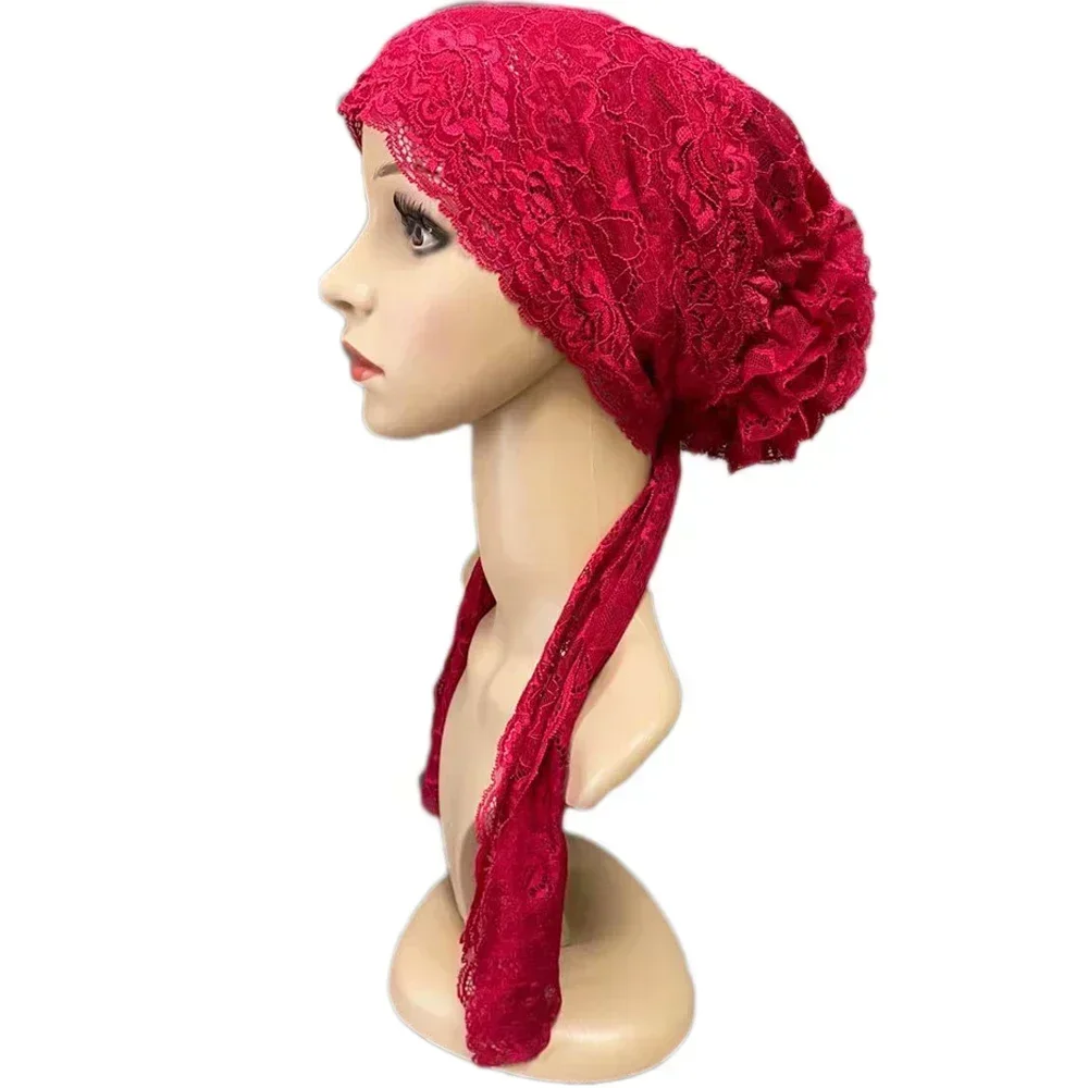 Muslim Women Ladies Underscarf Lace Beanie Bonnet Islamic Turban Headwear Arab Ninja Chemo Cap Hair Loss Hat Headscarf Cover New