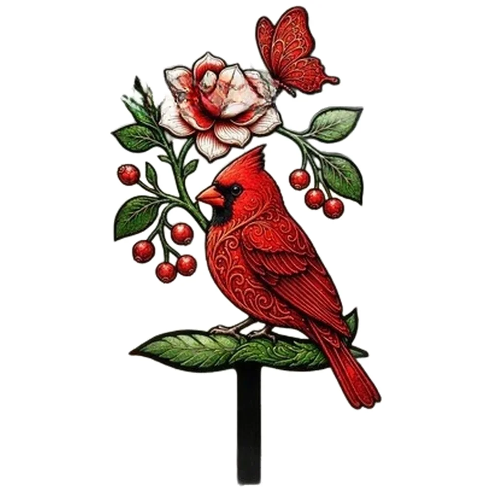 For Spring Decoration Bird Red Red Bird Stake Garden Stake Outdoor Decor Sign Contemporary Aesthetic Long Lasting Material