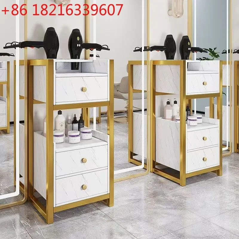 TAO Modern Luxury  Trolley Gold Metal Cabinet with Latest Design Removable Beauty Makeup Storage for Hair  Barber Shop