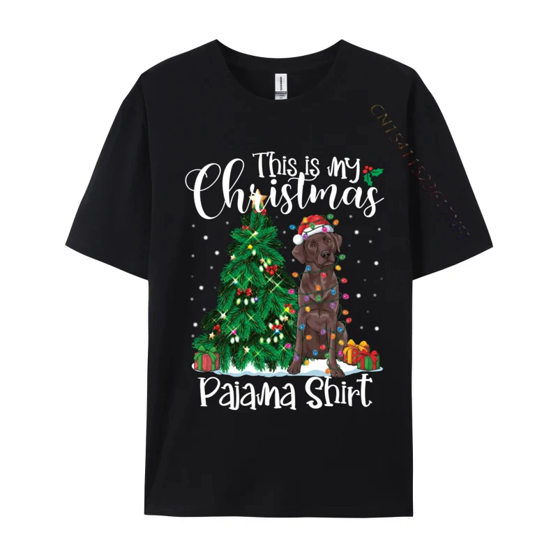 

Funny Christmas Chocolate Lab Labrador Pajama Dog Lover Xmas T-Shirts Funky Top T-Shirts Cotton Tops Shirts For Men
