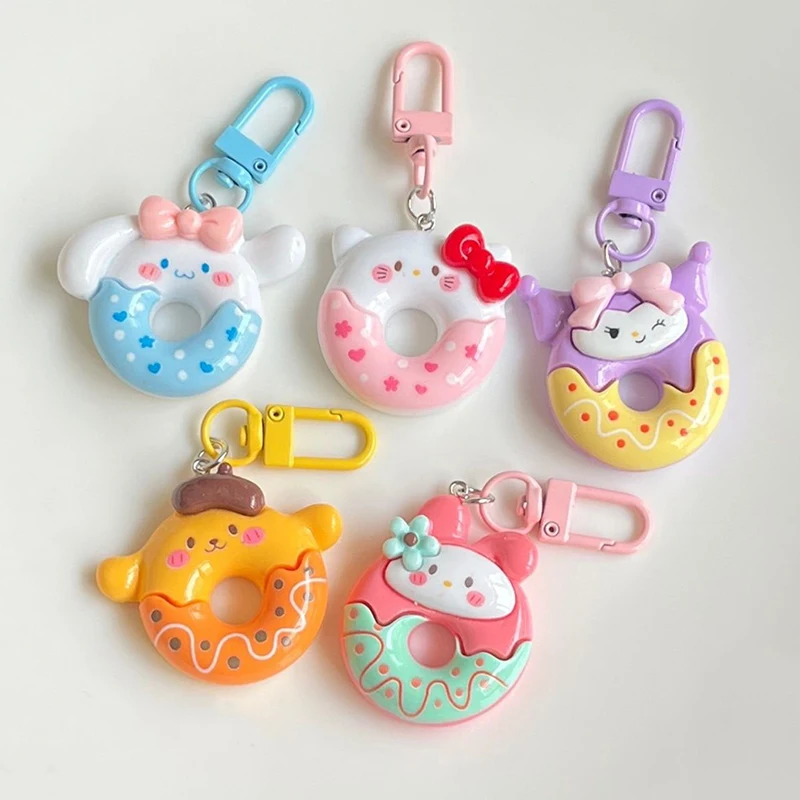 Cartoon Donut Sanrio Keychain Bag Accessories For Women Girls Kids Toy Cute PVC Pink Blue Yellow Purple Pendant Key Chain