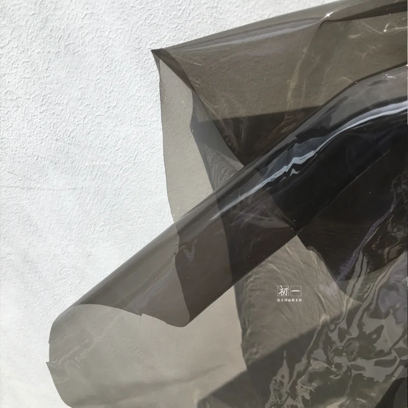 Haze Black Liquid Jelly Film TPU Fabric Transparent Environmental Protection Plastic Raincoat Waterproof Material Cloth 50x124cm