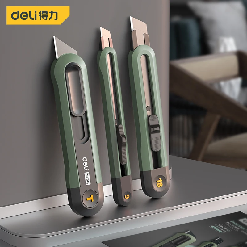 Deli 1/3 Pcs Utility Knife Set Multifunction Self-locking or Rebound Art Knife Sets Portable Office Home Courier Unboxing Knifes