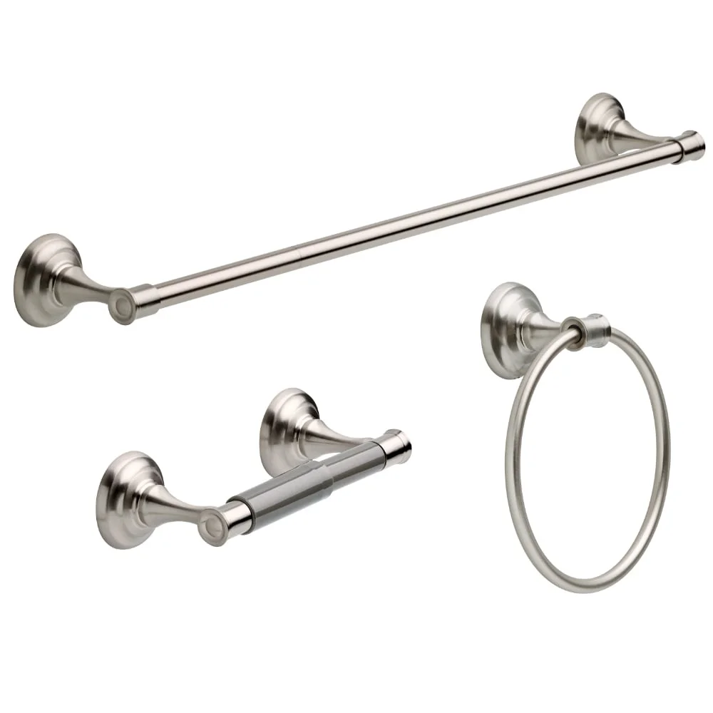 

Classic Towel Bar Toilet Paper Holder Towel Ring Set Durable Wall Mounted Bathroom Accessories Easy Installation Nickel Finish