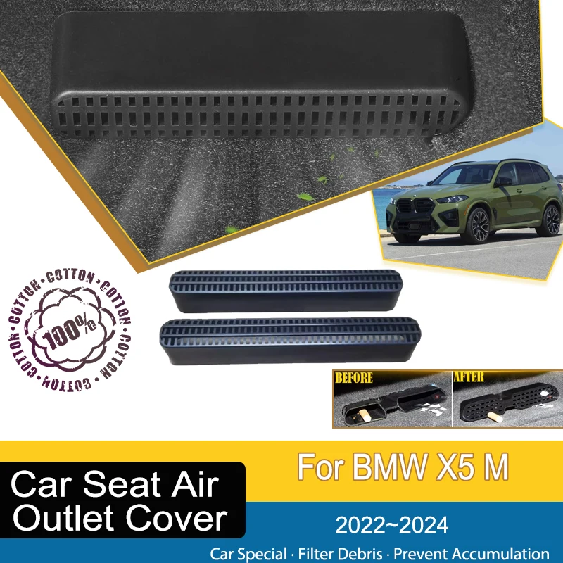 

2PCS Fit For BMW X5 M X5M 2022 2023 2024 Car Air Condition Covers Under Seat Mouldings Outler Stickers Auto Interior Accessories