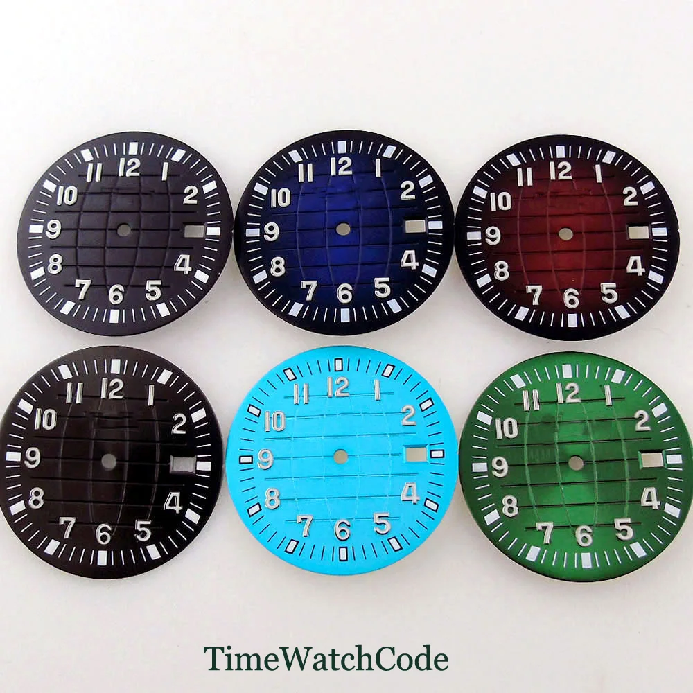 33mm Watch Dial Striped Watch Face Fit NH35/NH36 Automatic Movement Date Luminous Dial Hands Accessories