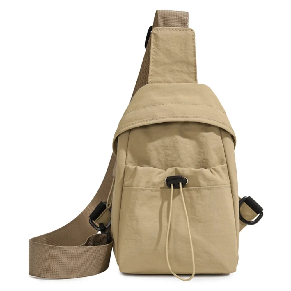 

Fashion Nylon Women's Breast Bag Crossbody Solid Color Mobile Phone Bag Lightweight Drawstring Shoulder Bag Female Lady Girl
