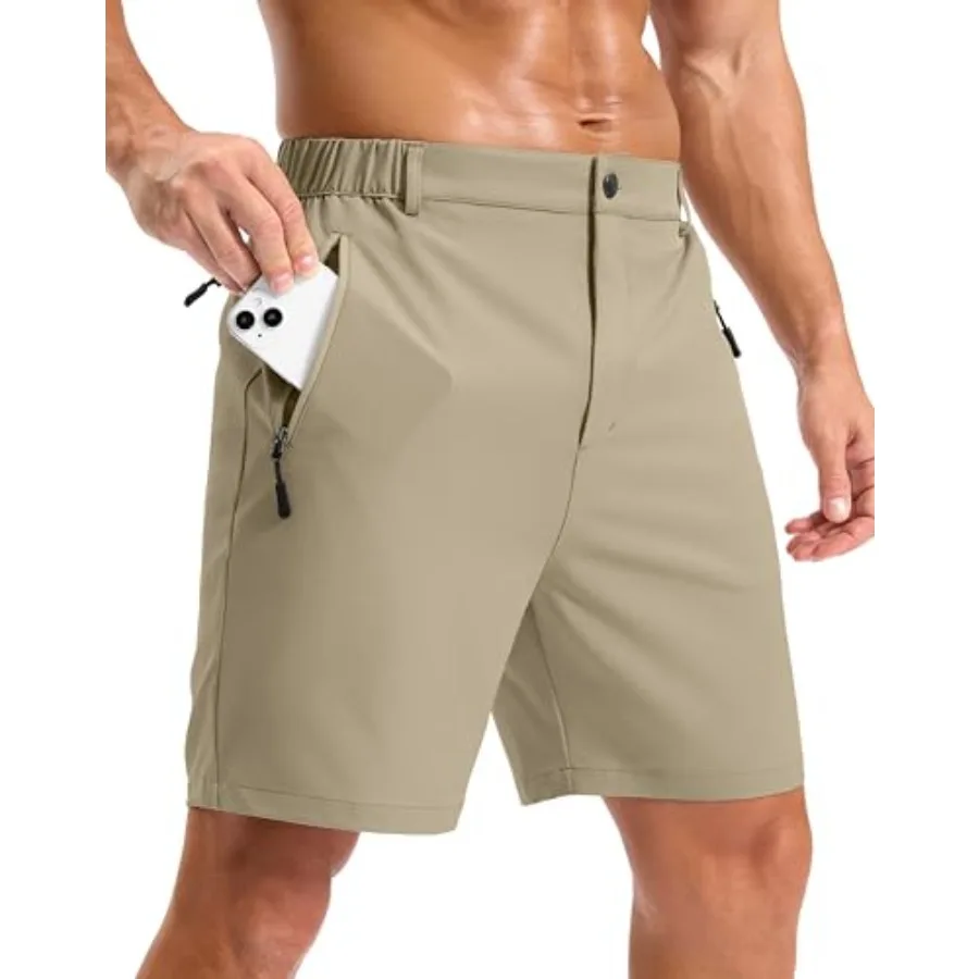 

Pudolla Mens Hiking Shorts 5"/7"/9" Lightweight Quick Dry Casual Golf Shorts for Men Work Fishing with 3 Zipper Pockets