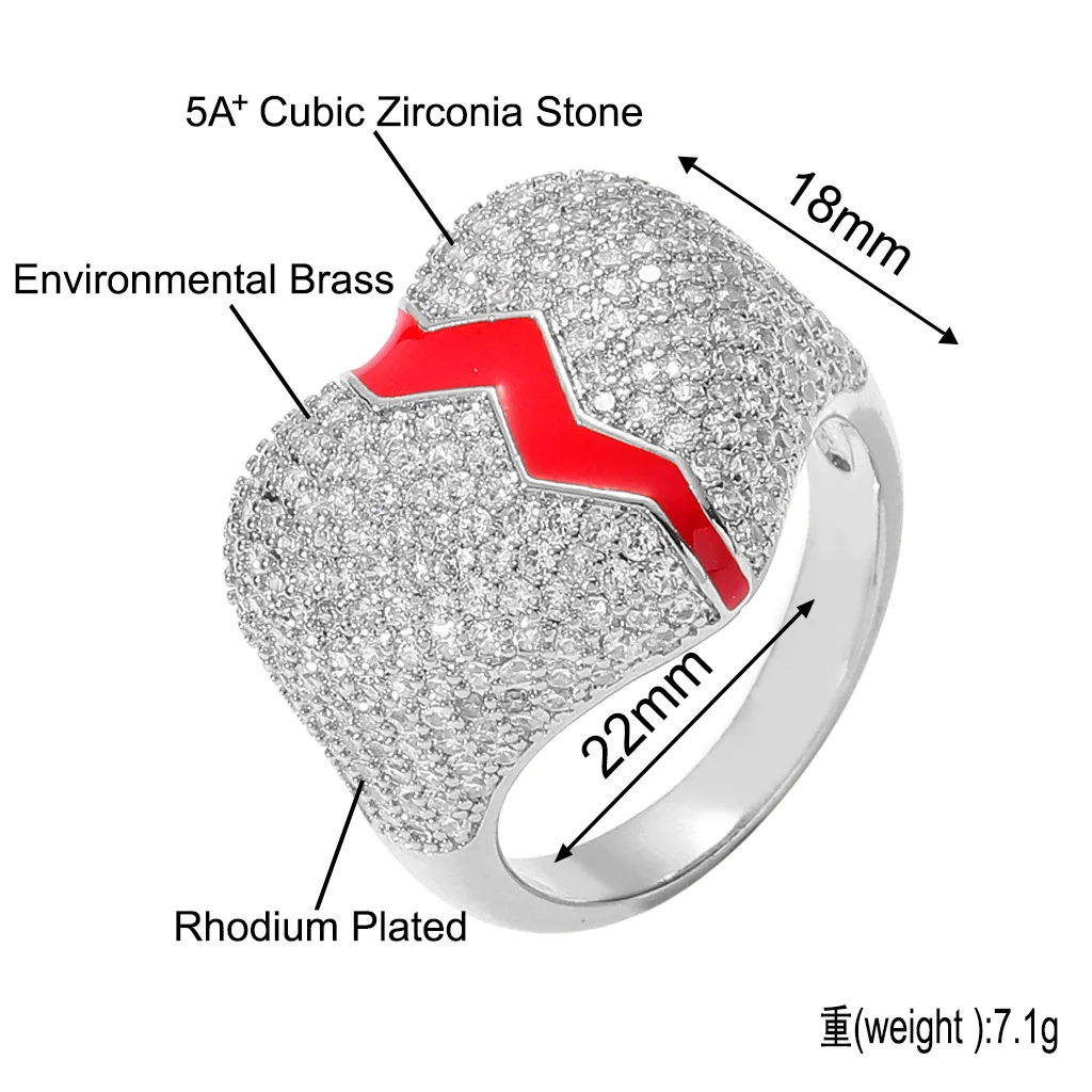 Size 6-11 Hip Hop Micro Paved AAA CZ Stone Bling Ice Out Broken Heart Finger Rings for Men Rapper Jewelry Drop Shipping