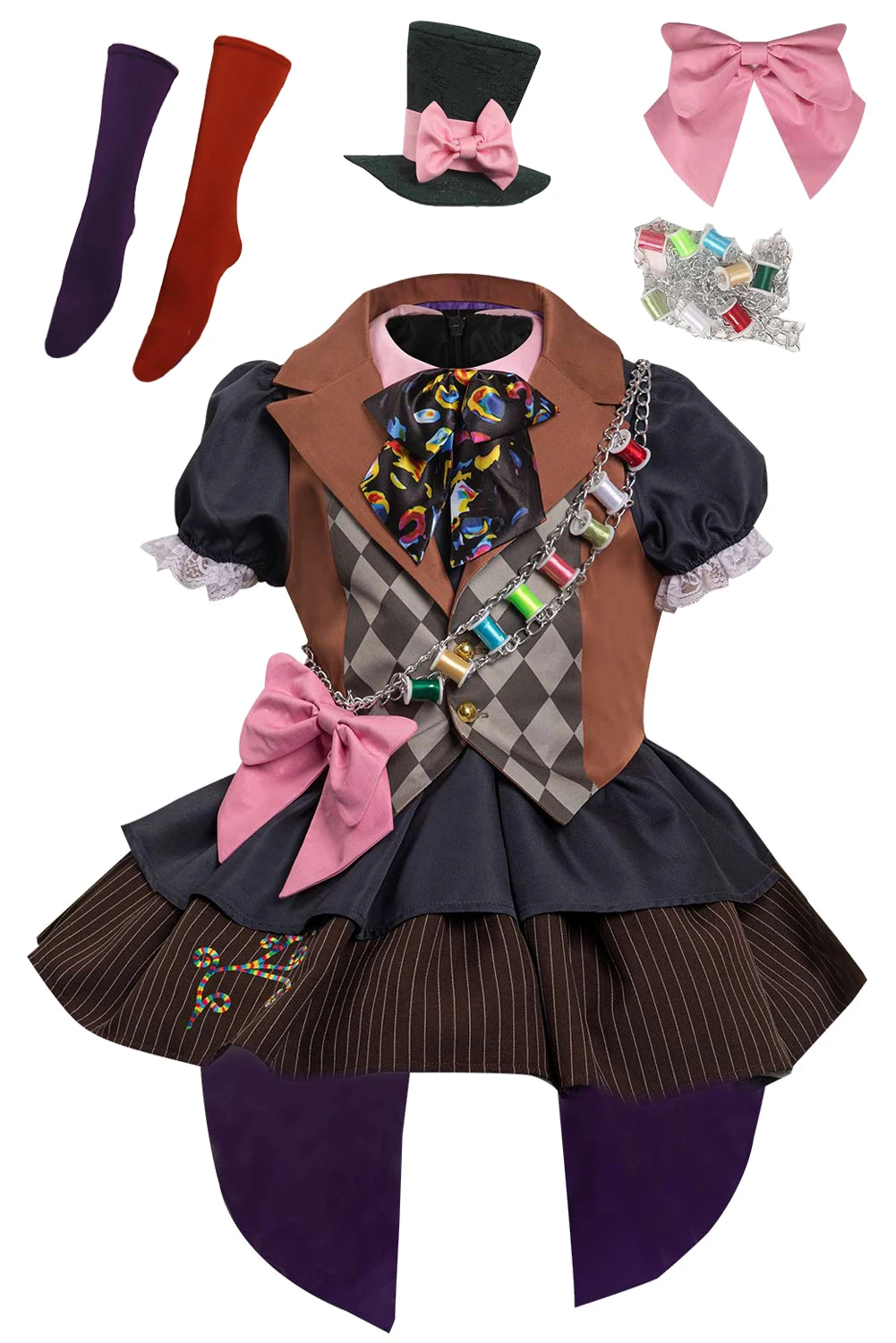 

Kids Mad Cosplay Hatter Girl Costume Movie Alice Roleplay Fantasia Outfits Child Halloween Carnival Party Clothes For Disguise