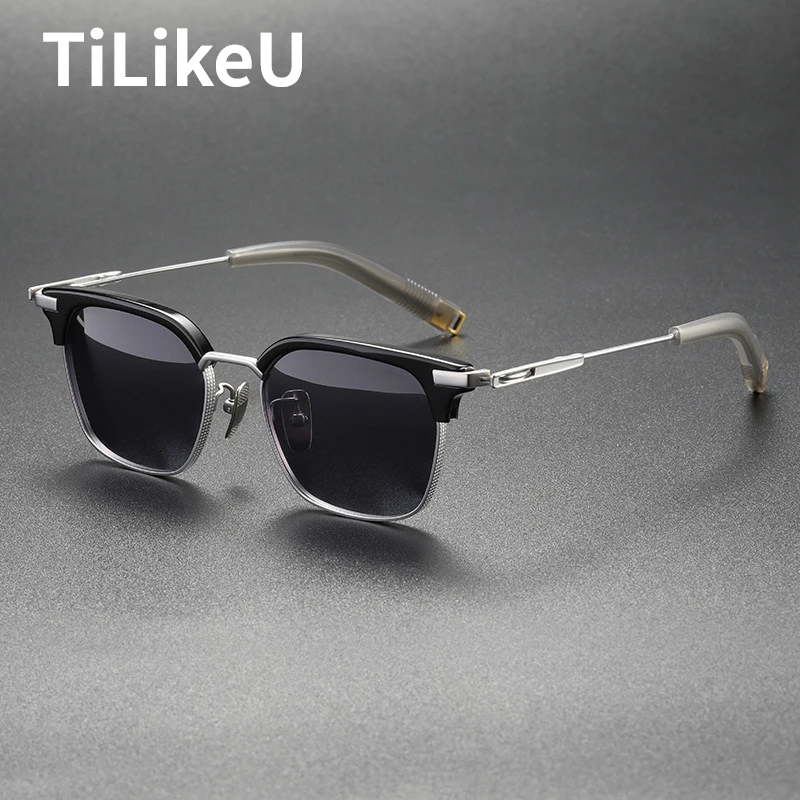 Vintage Acetate Titanium Sunglasses Polarized Shades Classic Men Outdoor Fishing UV400 Goggles Oversized Male Driving Sunglasses