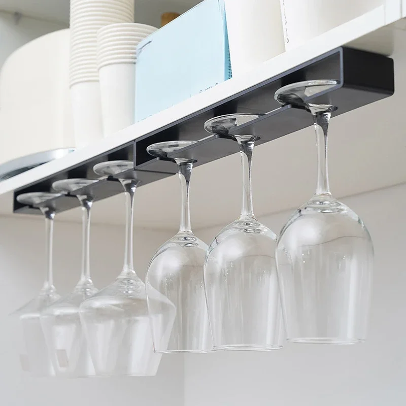 Wine Glass Holder Hanging Wine Glass Holder Under Shelf Plastic Stemware Rack Glassware Drying Storage Hanger for Kitchen Bar