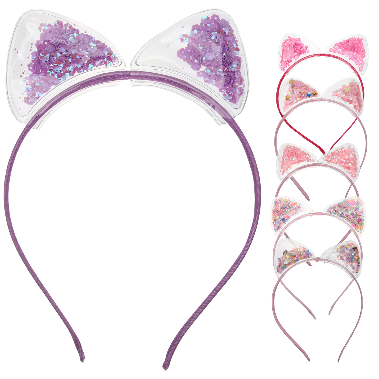 

6 Pcs Headband Hair Accessories Premium Plastic Cat Ear Hairband for Kids Girls Cute Ears Party Masquerade Carnivals Cosplay