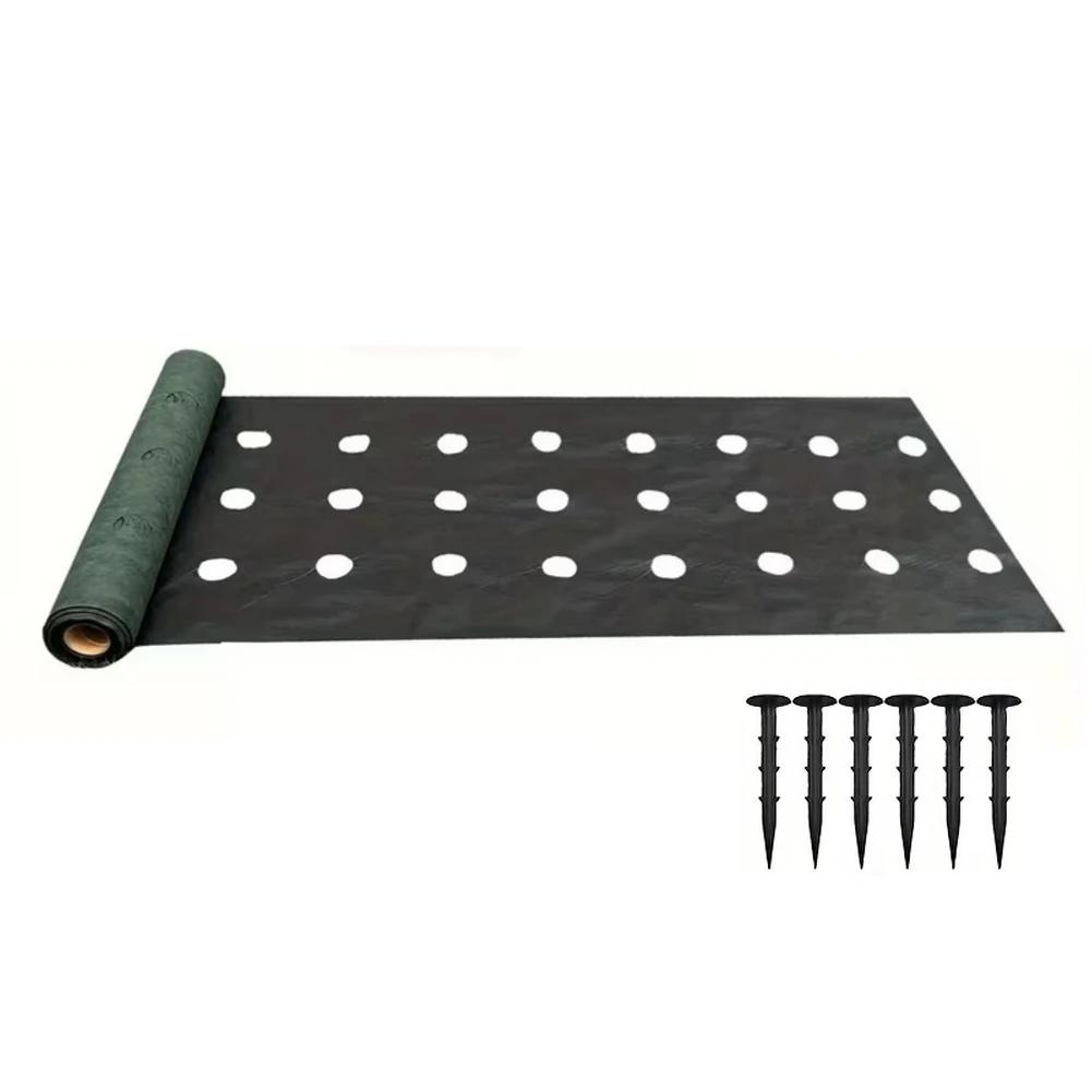 Non Woven Grass Barrier Fabric 100 cm x 600 cm UV Stabilized Suppressor with 6 Ground Staples for Vegetable Beds