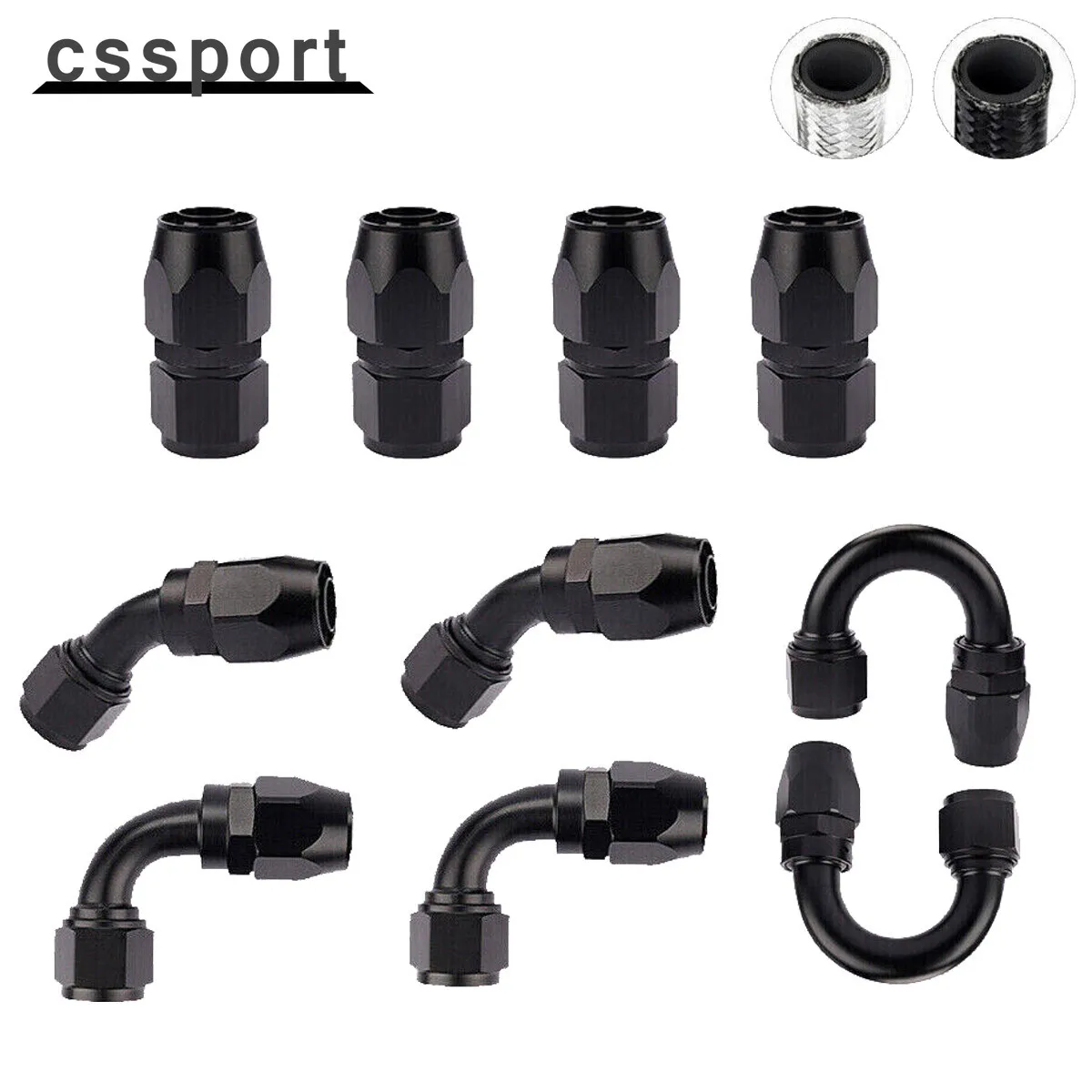 

10X AN6 CPE Swivel Fuel Hose End Fitting Oil Gas Line Adapter Kit 0 45 90 180