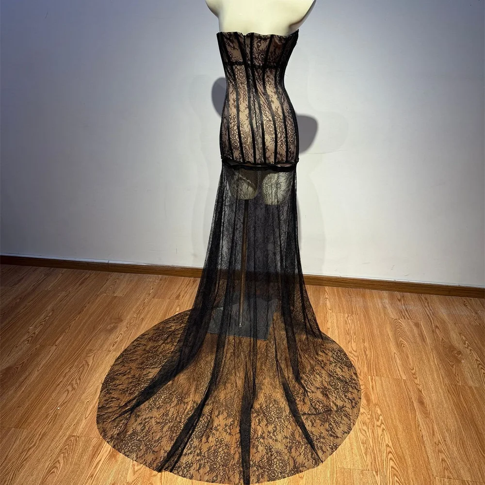 ชุดเดรสลูกไม้ผู้หญิงสำหรับฤดูร้อนปี 2026, ชุดเดรสคอร์เซ็ตลูกไม้เสริมโครง, ชุดเดรสเกาะอกเซ็กซี่สำหรับผู้หญิง, ชุดเดรสทรงบอดี้คอนแฟชั่นใหม่สไตล์ Y2K สำหรับงานปาร์ตี้