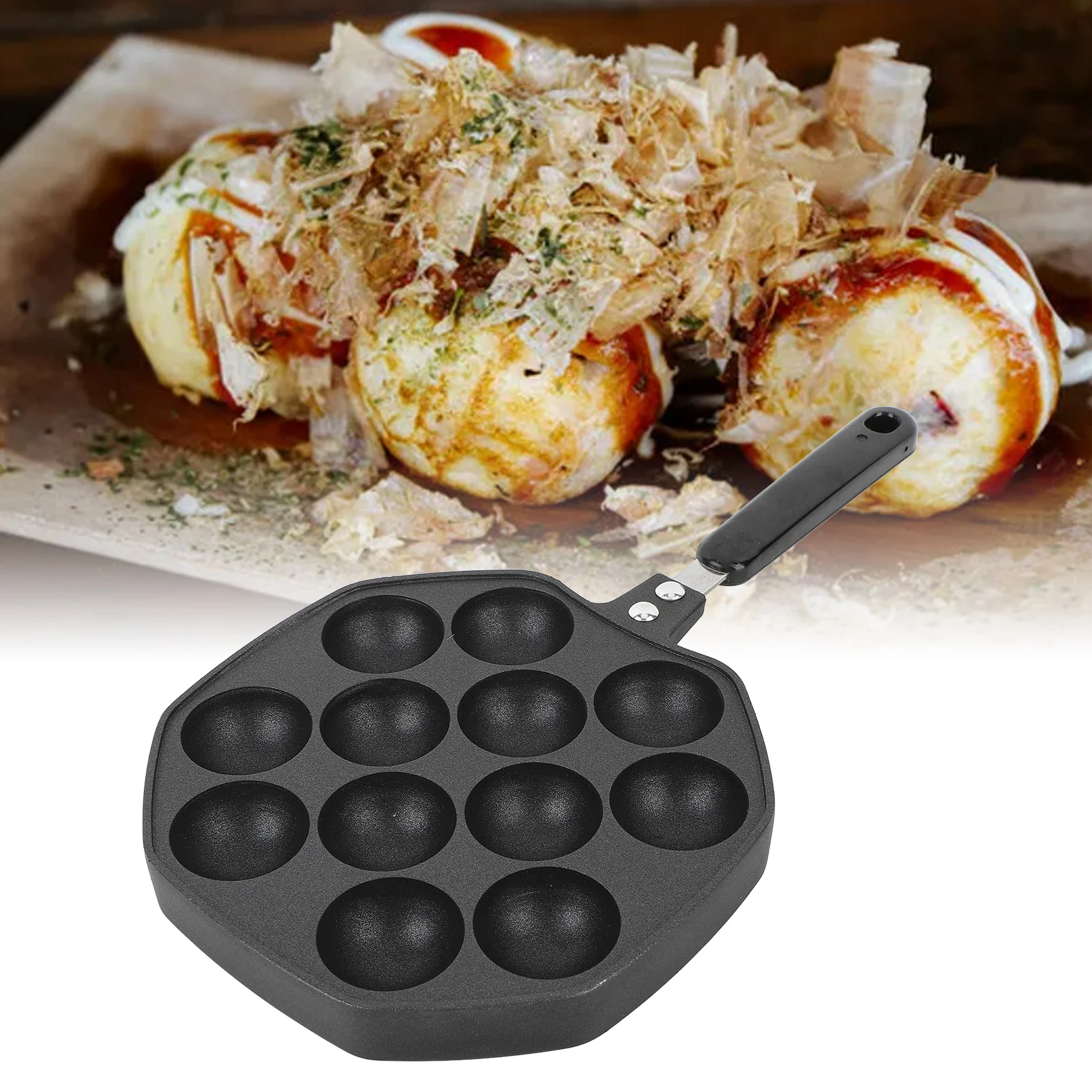 Takoyaki Cooking Plate 12 Molds Takoyaki Maker Skillet Aluminum Alloy Nonstick Grill Pan for Japanese Octopus Balls Pancake