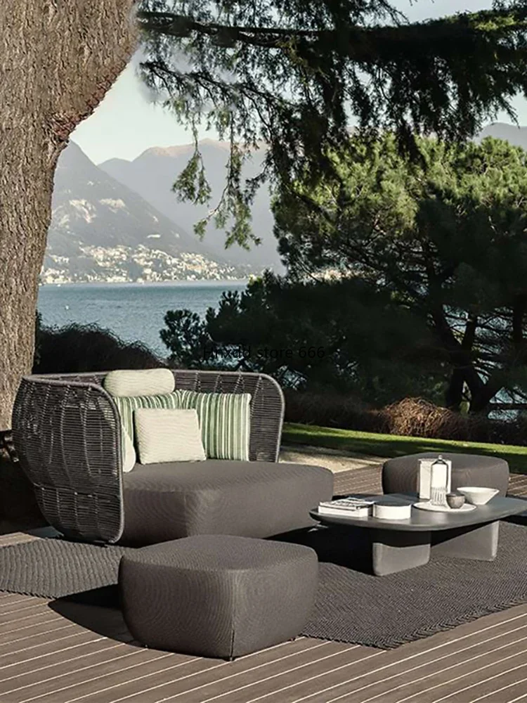 Courtyard Villa Hotel Balcony Rattan Model Room Designer Garden Coffee Table Combination image 5
