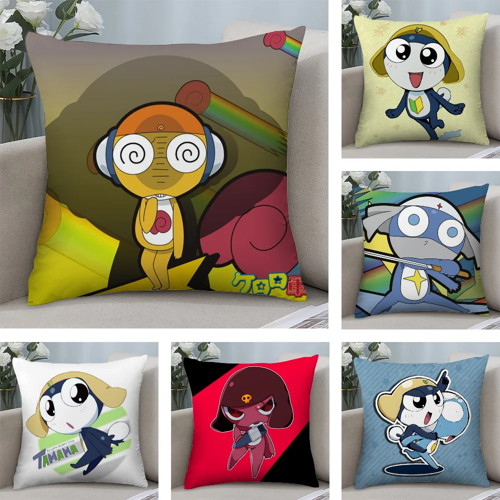 Keroro G-Gunsou Frosch-Kissenbezug, Plüschstoff, weicher doppelseitiger Druck, Sofa-Kissenbezug, Überwurf-Kissenbezüge