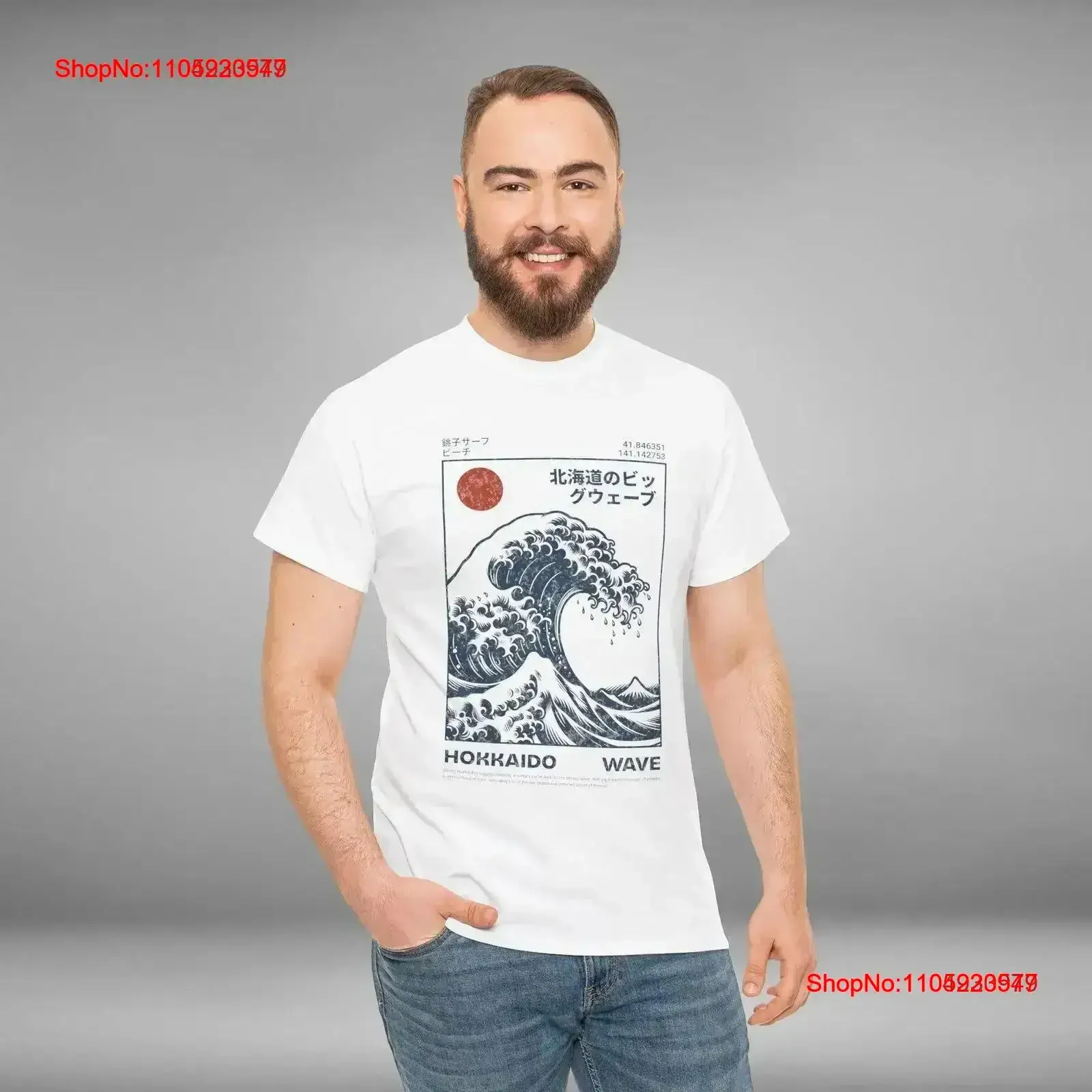 HOKKAIDO WAVE Camiseta de algodón pesado, Top lavado vintage para uso diario, gráfico transpirable, ligeramente versátil y cómodo