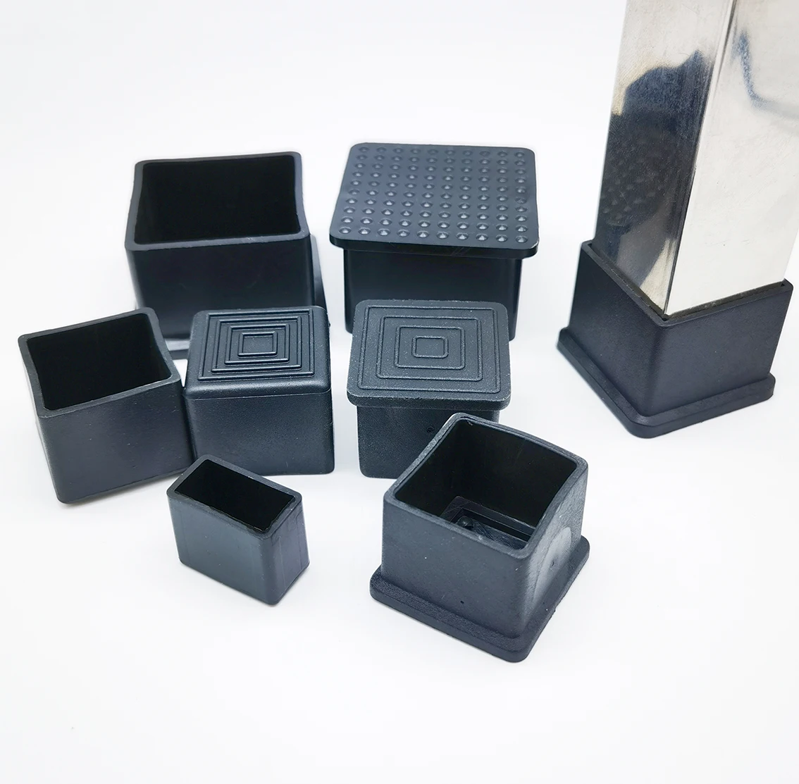 Square Black PVC Soft Rubber Caps 10*10mm 40*60mm Rectangle Protection Gasket Dust Seal End Cover Caps For Pipe Bolt Furniture