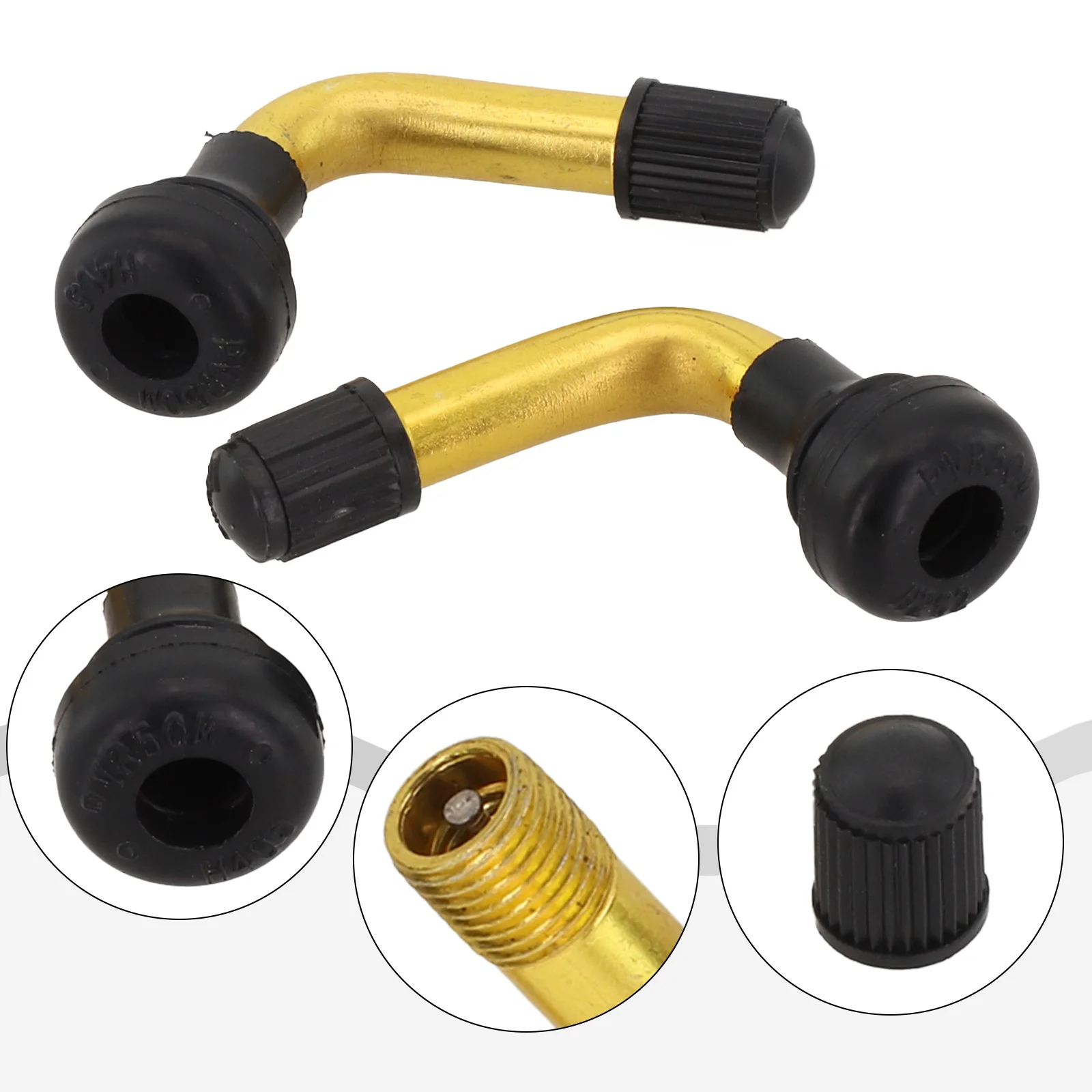 Electric Scooter Tire Valve Stem Parts Replacement Tubeless Valve 2 Piece Accessories Copper Rubber Fits 0.453 Hole Suitable