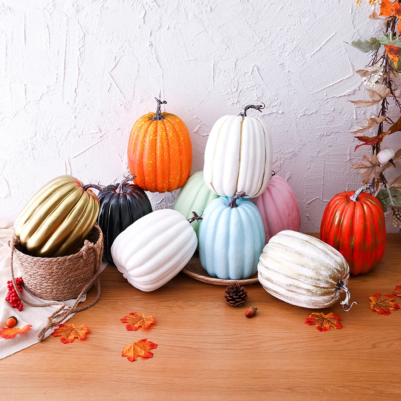 8 Inch Large Foam Pumpkins Hallween Decor DIY White Artificial Pumpkins Cute Fake Decorative Pumpkins for Hallween Autumn