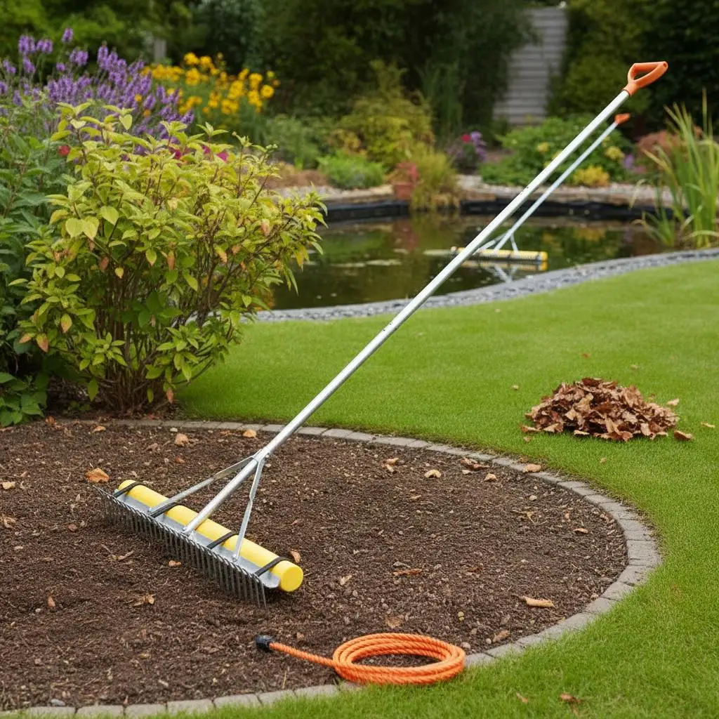

Aluminum Leveling Tool 36" Head 102" Handle For Garden Yard Beach, Heavy Duty Large Rake Loosening Soil Pond Gravel Lawn Care