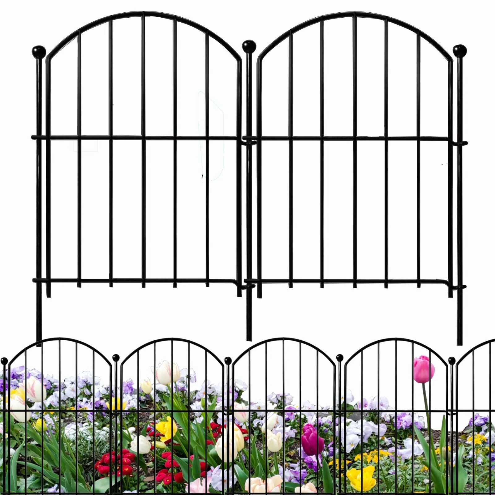 

20 Pack Decorative Garden Fence 21in x21.6ft Rustproof Metal No Dig Fence Animal