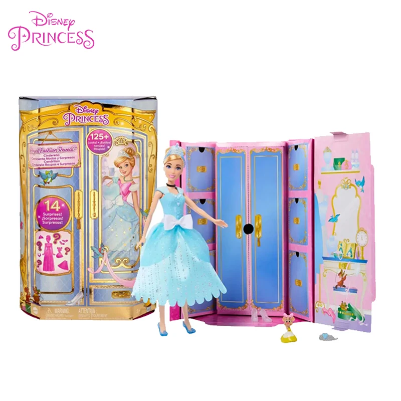 

Disney Princess Cinderella Royal Fashion Reveal Doll Sparkling Fashion Set& Mystery Friend Unboxing Toy Dress Up Dolls Girls Toy