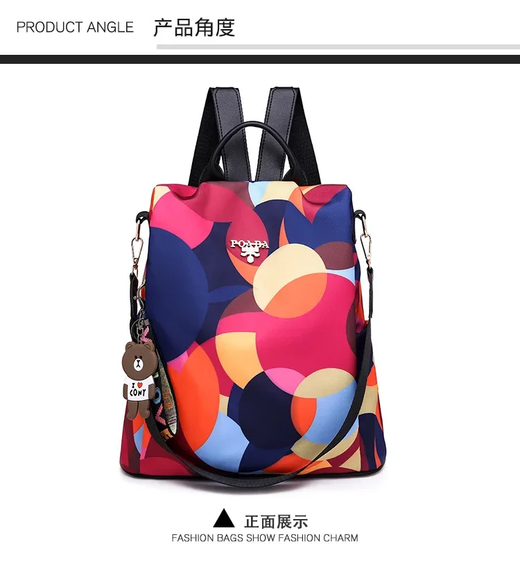 Frauen Rucksack Mode Oxford Tuch Schulter Taschen Schule Taschen für Teenager Große Kapazität Druck Wasserdichte Reise Rucksack – Detail 17