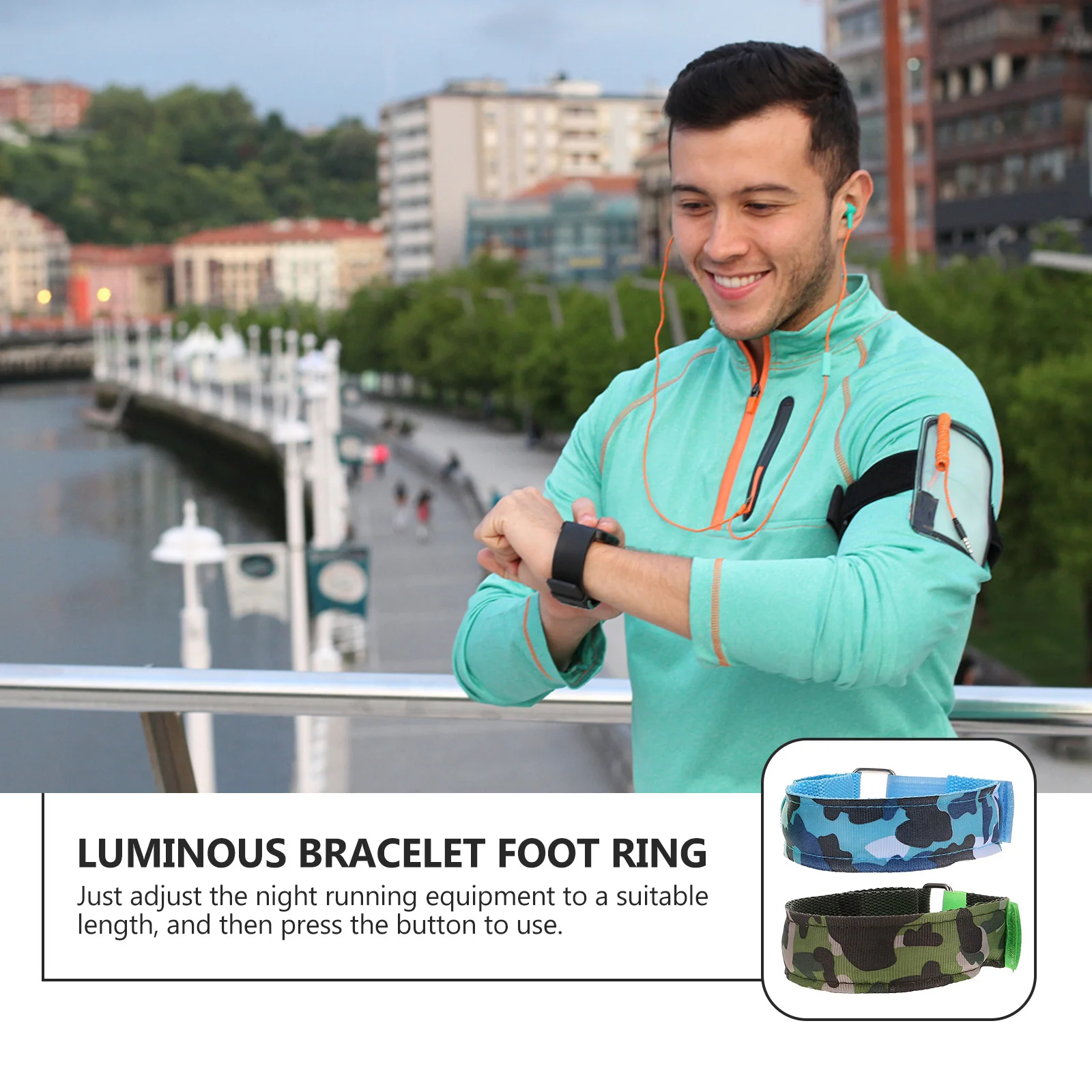 

2Pcs Luminous Armband for Running Cycling Walking Adjustable LED Glowing Arm Strap Night Safety Running Light for Runners