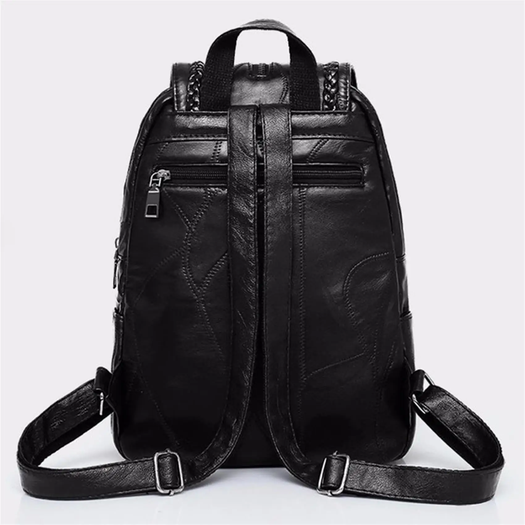 2024 Women\'s PU Leather Backpack School Bag Classic Black Waterproof Travel multi-function Shoulder Bag Rucksack