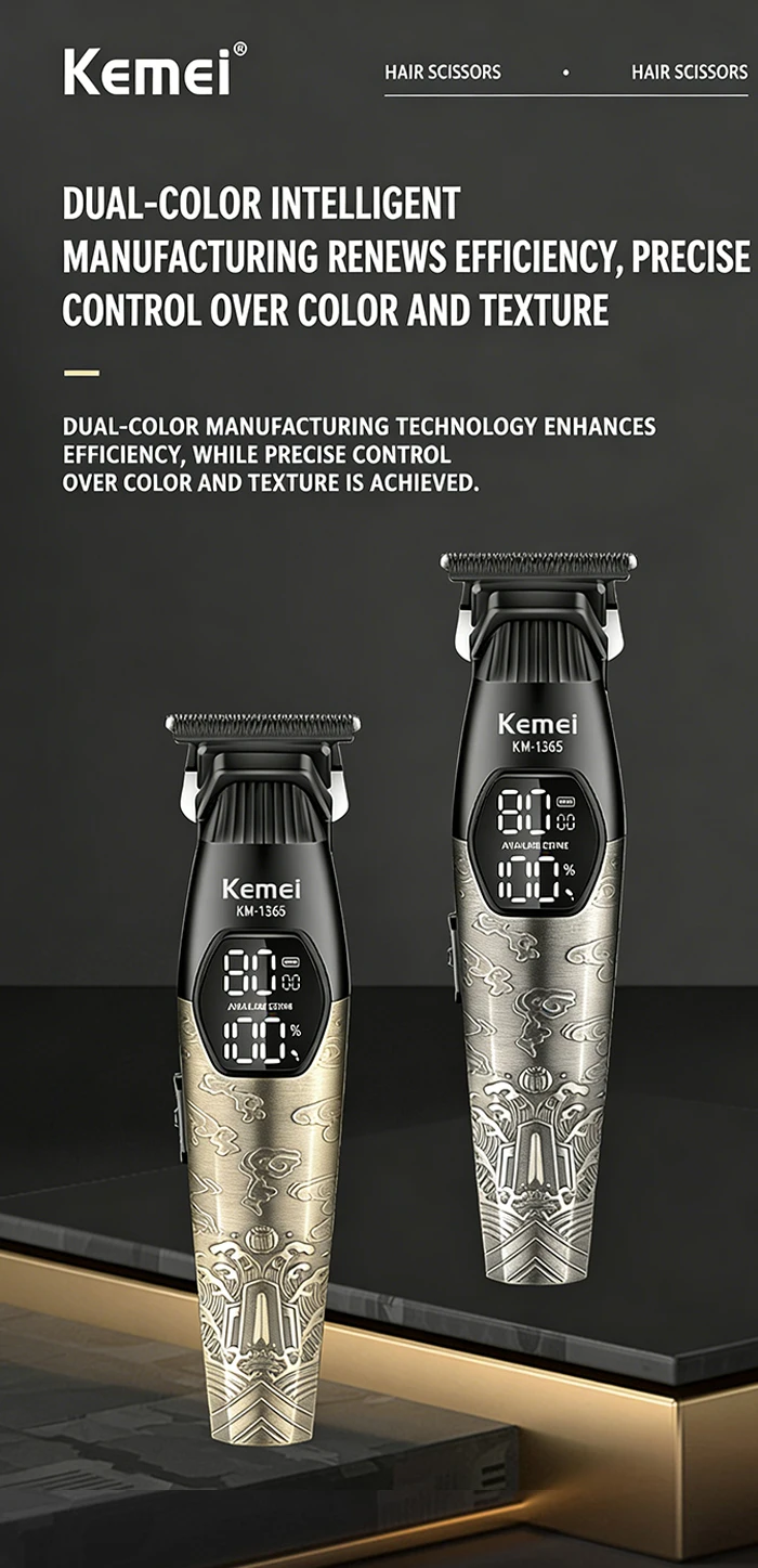 Kemei KM-1365 Elektrischer Haarschneider Professioneller Präzisions-Trimmer Metall-Haarschneidemaschine mit Digitalanzeige – Detail 4