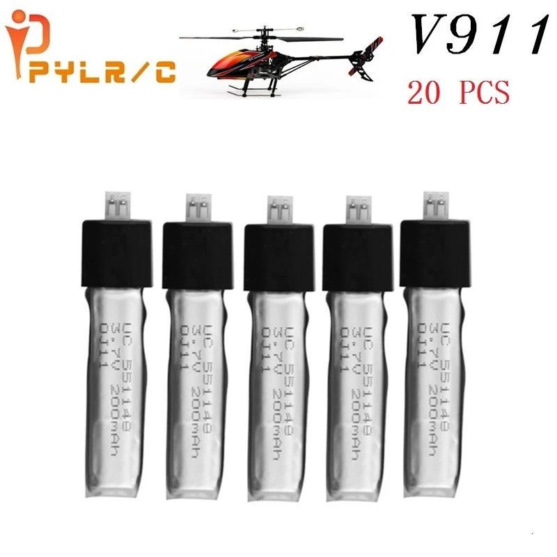 

20pcs Wltoys V911 RC Helicopter brushless motor Accessories Bag KV911-0005 F929 F939 BATTERY (5Pcs 3.7V 200mAh Lithium Batteries