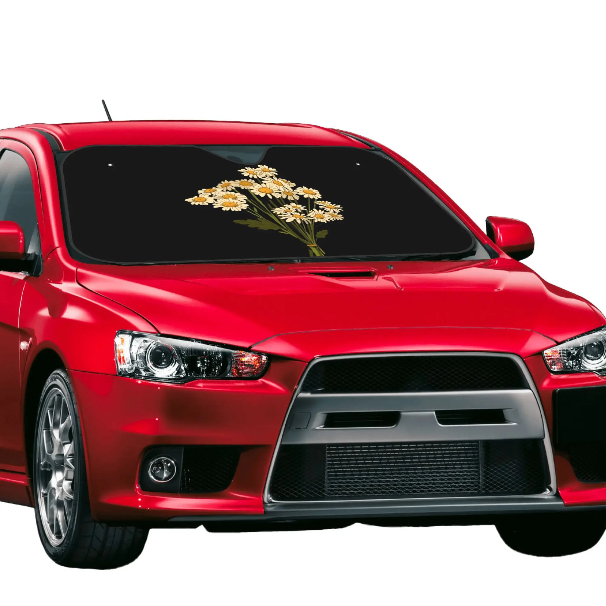1pc Cartoon Style Car Sun Shade Floral Pattern Themed UV Glare Protection Windshield Cover, Universal Fit, Perfect Gift For Holi