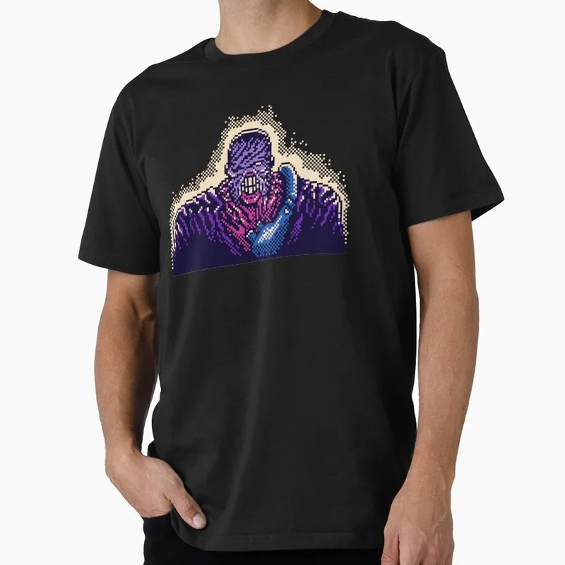Pixel NEMESIS Vintage Resident Evil T‑Shirt Biohazard RE3 Horror Movie Game Graphic Print Tee Retro Unisex Streetwear Tops