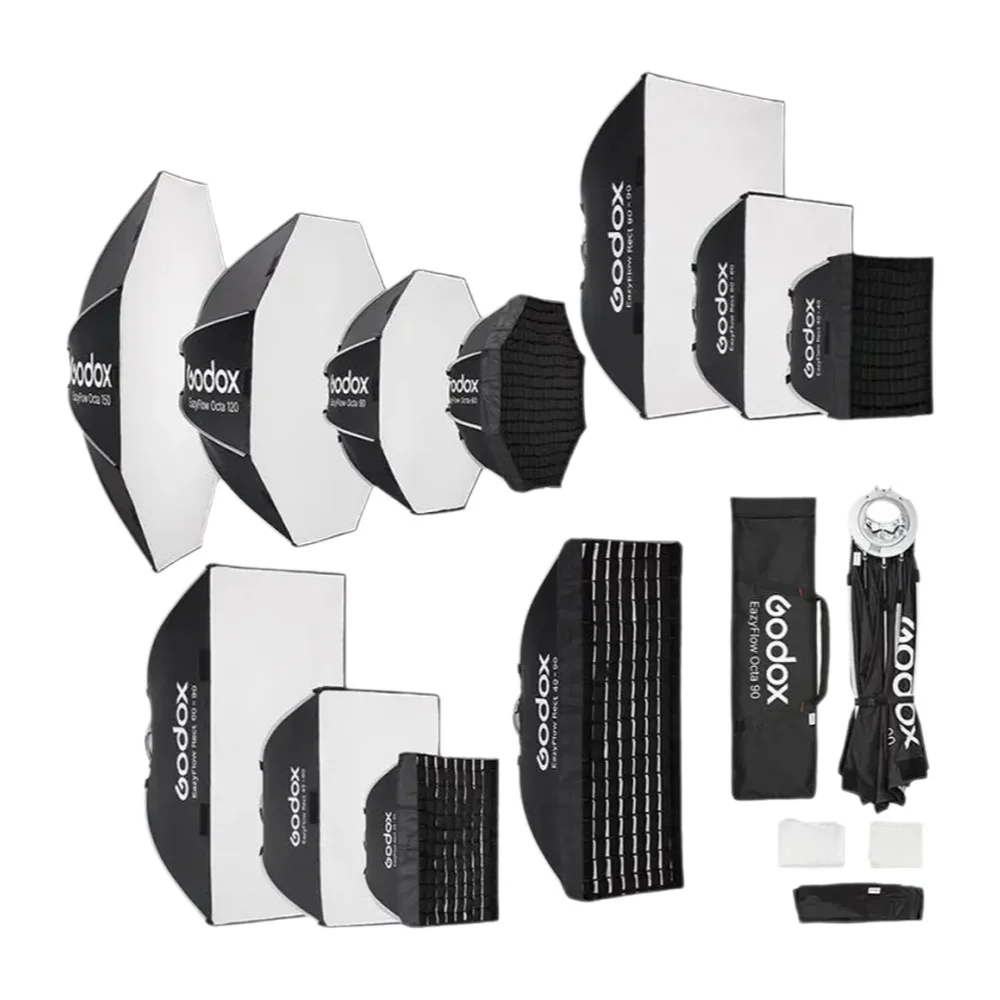 Godox EazyFlow – składany softbox z mocowaniem Bowens, przenośny, szybki w montażu, do rozpraszania światła w studiu fotograficznym, do lamp błyskowych i diod LED. — zdjęcie produktu 7