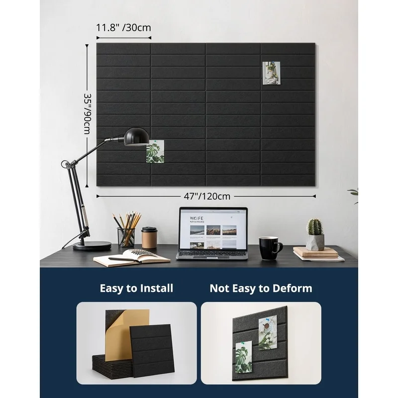 Large Black Felt Wall Panel Tiles Cork Bulletin Pin Note Boards Decorative Home Ceiling Living Room Sound Proof Acoustic Panels