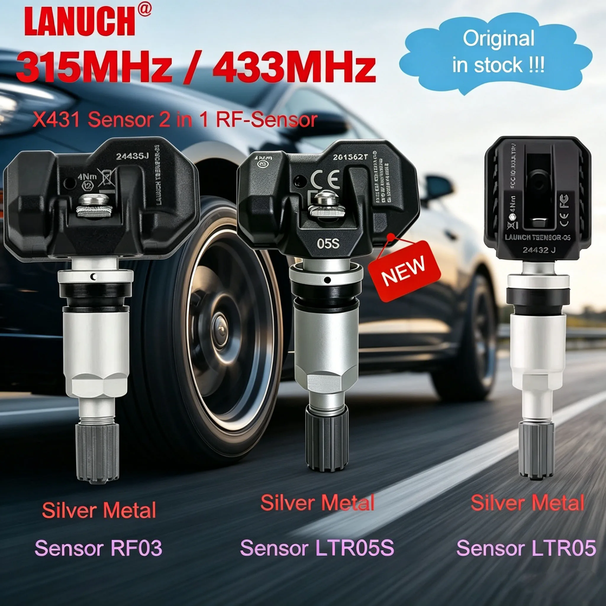 Lanzar el Sensor RF TPMS 315MHz y 433MHz 2 en 1 Sensor TPMS escáner de presión de neumáticos herramientas de reparación de neumáticos con para X431 I-TPMS/CRT5011E