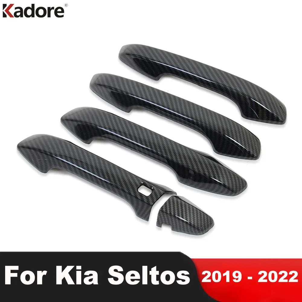 Türgriffabdeckung Trim für Kia Seltos 2019 2020 2021 2022, Kohlefaser, Auto-Seitentürgriffe, Fangform-Overlay-Zubehör