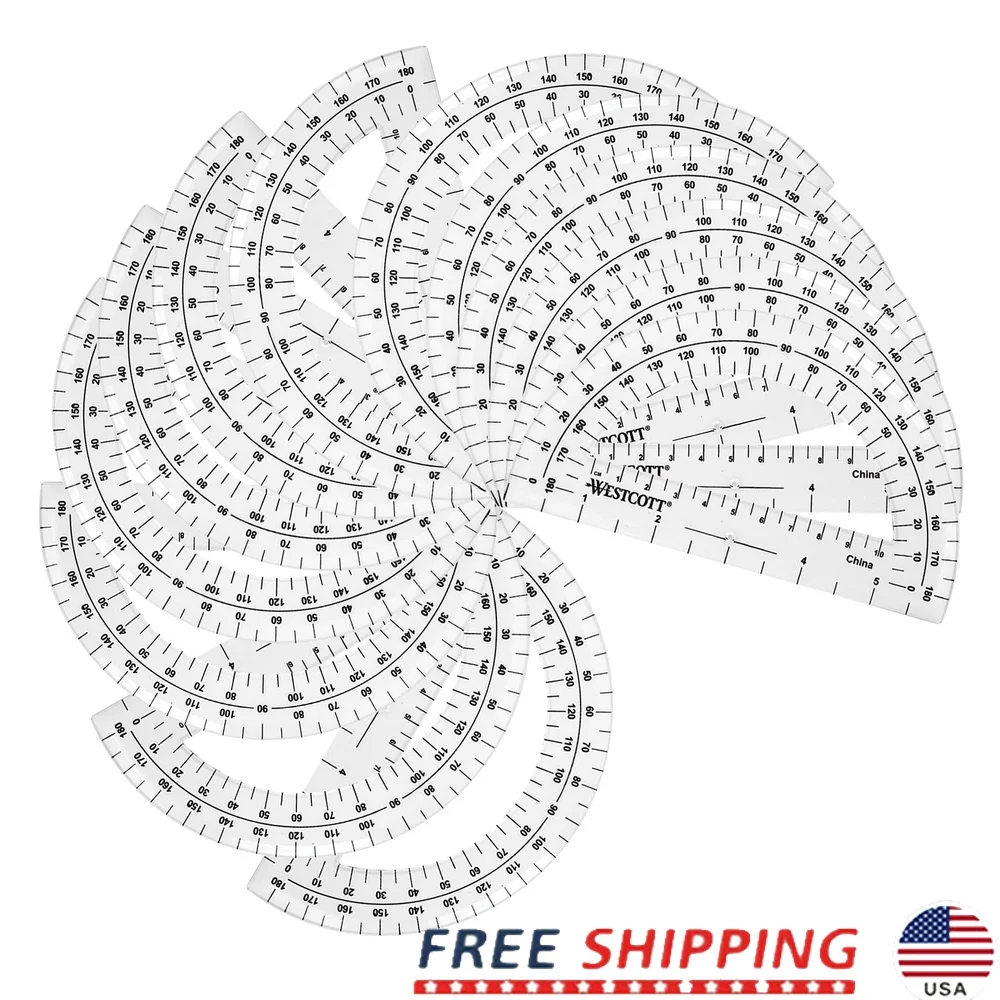 透明なプラスチック製分度器 6インチ 180度 二重測定 教材 耐久性のある透明定規 12個セット 教室用
